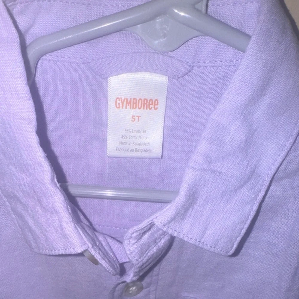 Gymboree Boys 5T Lavender Linen Blend Roll Tab Button Down Shirt NWT